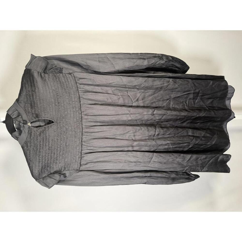 The Kooples Black Smocked High Neck Mini Dress Long Sleeve US Small NWT - Picture 4 of 9